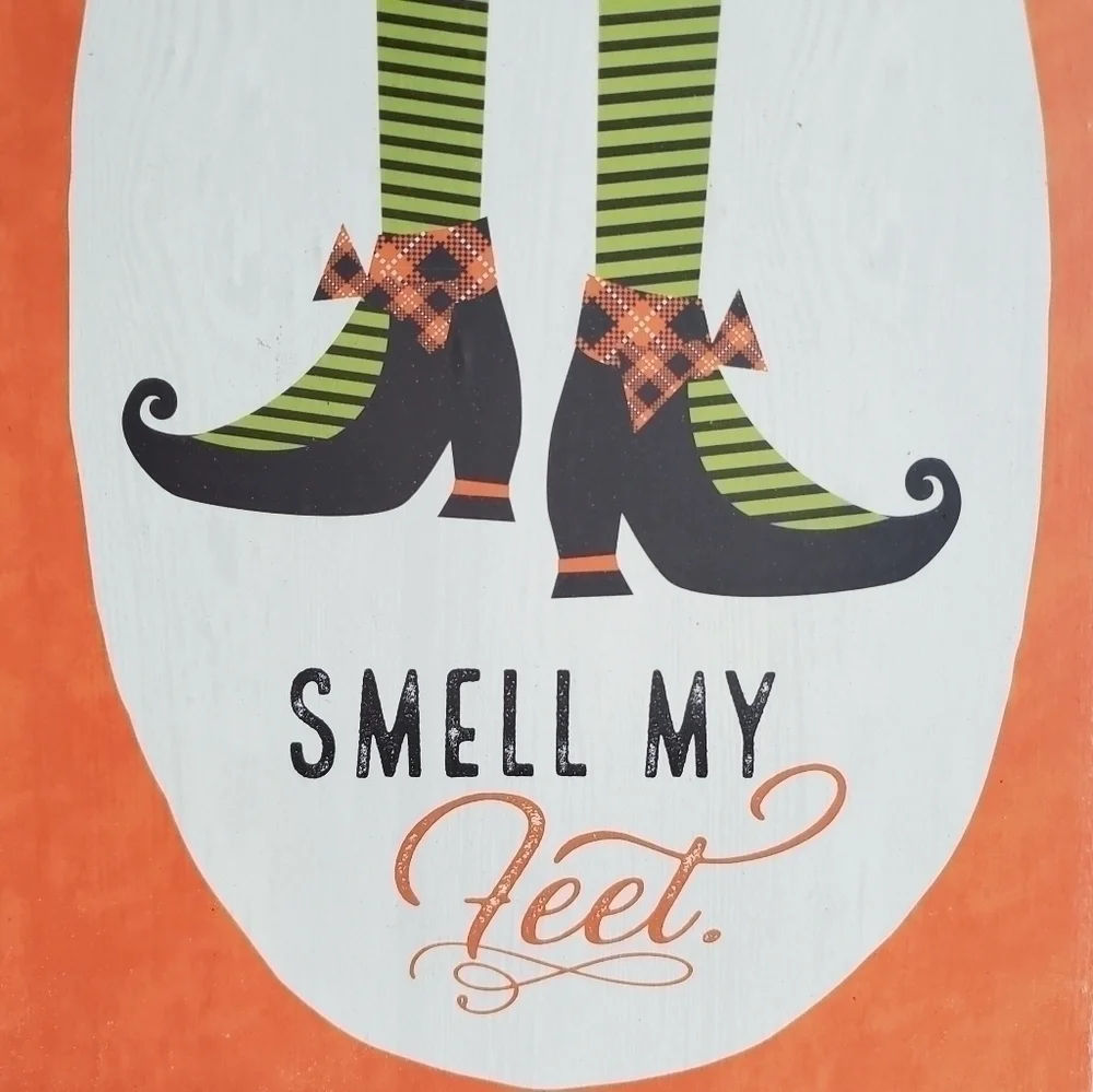 Halloween Wall Table Box Decor Smell My Feet Witch Happy Owl O Ween 2 Pc Set
